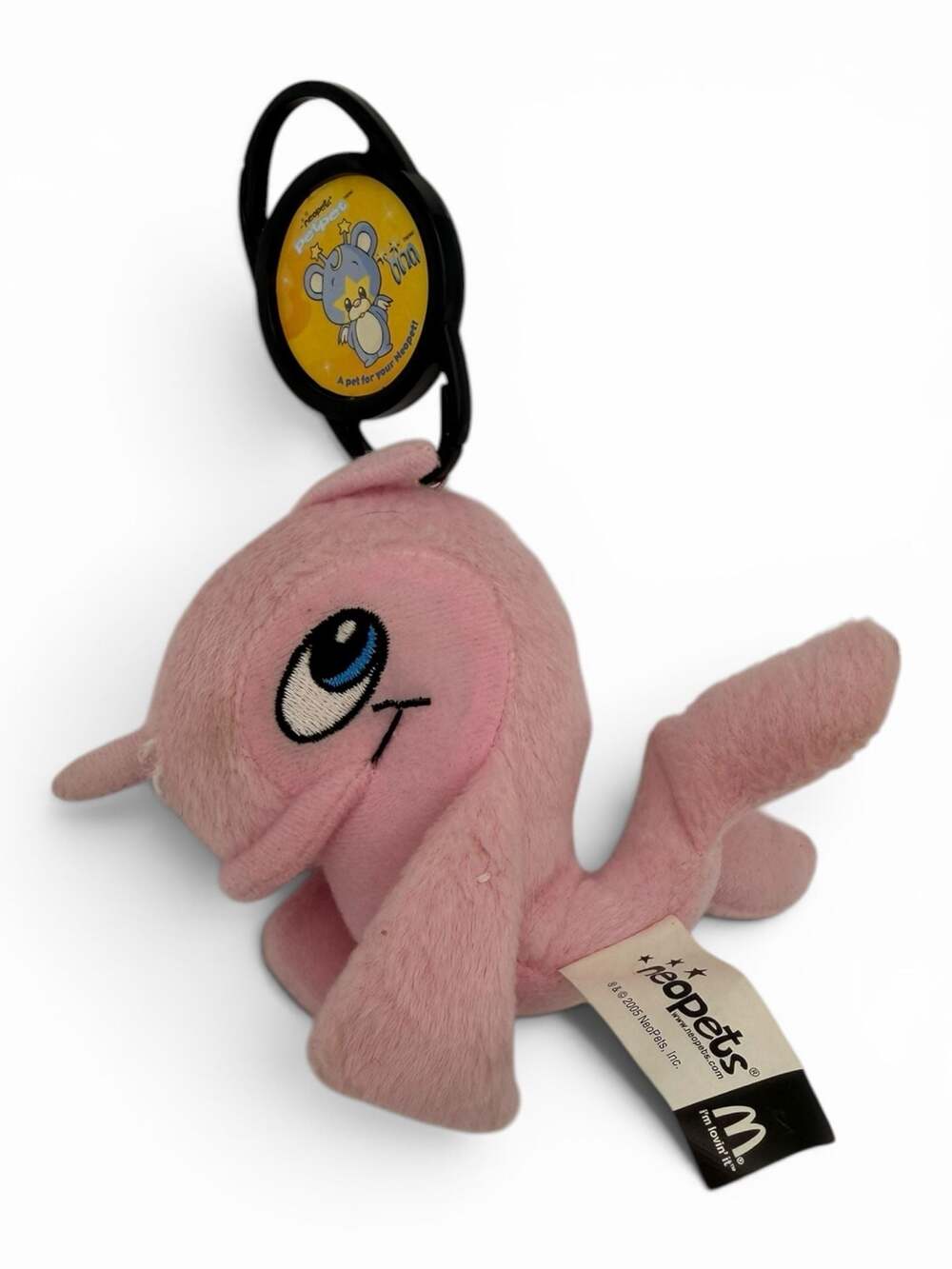 2005 McDonald's Neopets Pink Flotsam Plush Toy Keychain